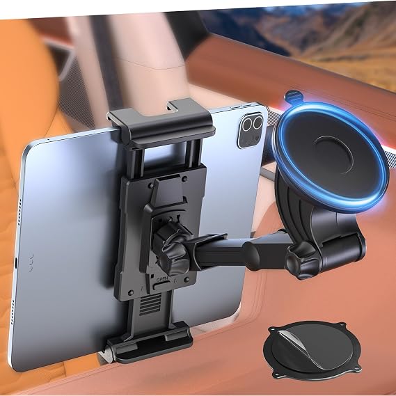 Ohlpro Tablet Holder Car 360° Rotation Tablet Holders 18 cm Extendable Arm + Washable Suction Cup iPad Car Mount Clamp Universal Windscreen & Dashboard for 4.7-13 Inch iPad Smartphone