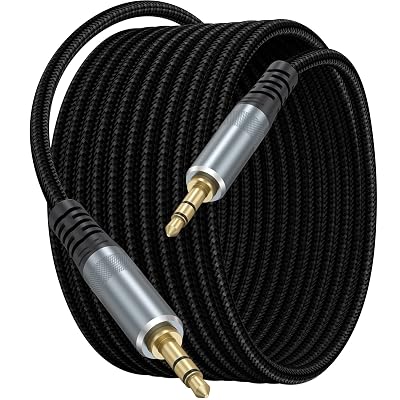 AUX Cable 15ft Long 3.5mm Audio Aux Cord Male to Male Braided, OFC Core Stereo Auxiliary 18 Headphone Jack for Car, Smartphone, TV, Switch, Laptop Black
