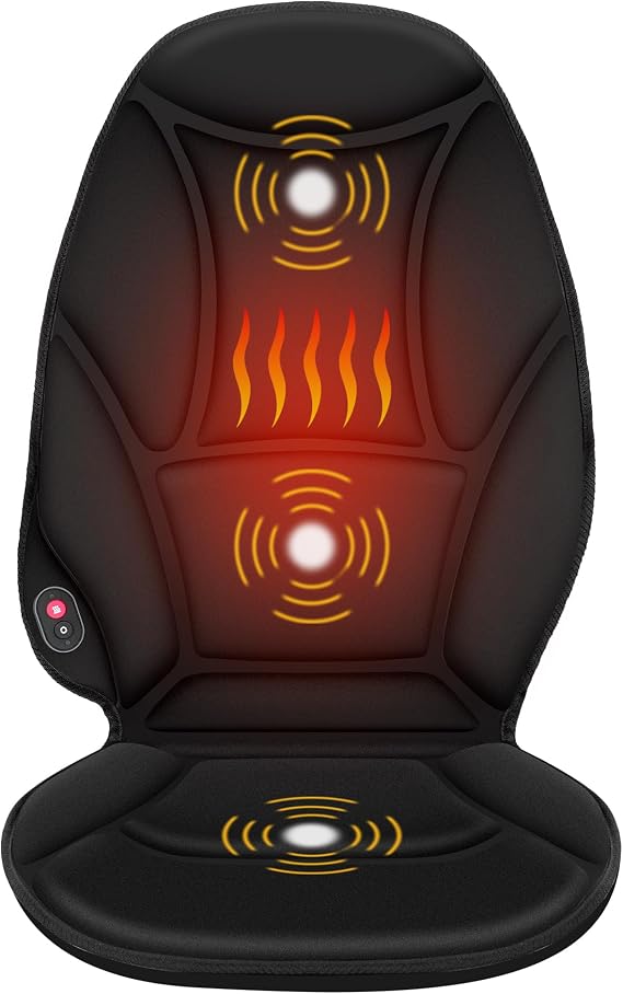 COMFIER Vibration Back Massager with Heat, Heated Massage Chair Pad, Massage Seat Cushion, Chair Massager pad, seat Warmer 5 Vibrating Modes & 2 Heat Levels, Ideal Gifts for Men Women