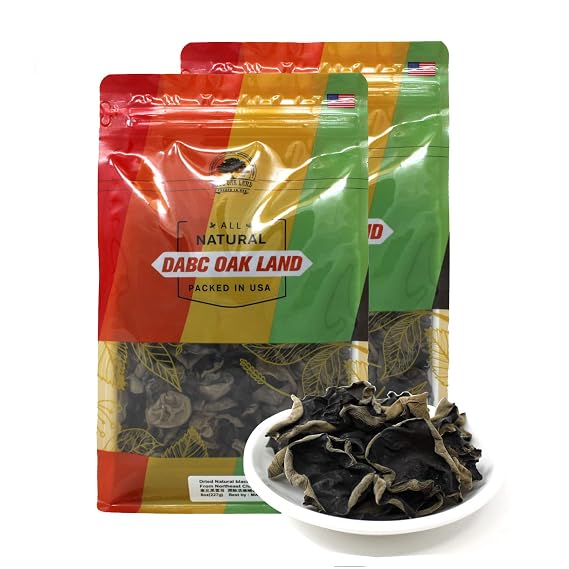 DABC OAK LAND 2 Pound Premium Dried Woodear Mushroom, Dried Black Fungus Shredded All Natural Vegan and Gluten-Free Rich in Fiber & Iron, Perfect for Cuisine, Soups, Stir-Fries 32 Ounce