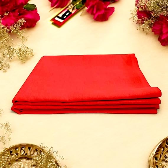 Satvik 1.25 Meter Red Cloth for Pooja, Lal Kapda for Puja, Aasan Devi Vishnu Satyanarayan Kathaa Ganapti Bhappa Bhagwan Sthapana Navratri Pujan Fabric Vastra Hawan Anushthan Diwali Puja (RED)