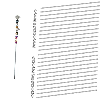 Set of 48 Lobergel 8/32 Inch M4 Threaded Rods and Studs, Include 24pcs 12.99" Fully Threaded Rods 24pcs Stainless Steel Hex Nuts, Right Hand Thread Bar for Clamps Hangers Beaded Garden Stakes