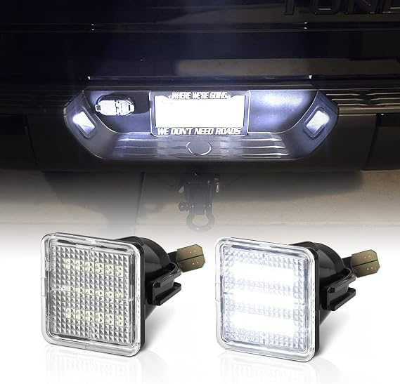 POPMOTORZ LED License Plate Lights Assembly Replacemenrt with 18 SMD Xenon White 6000K for T-oyotaTacoma 2016 2017 2018 2019 2020 2021 2022 2023 &Tundra Pickup Truck 2014-2023
