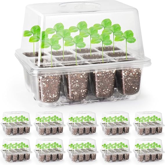 MIXC Seed Trays, 10 Pack 120 Cells Seed Trays with Lids