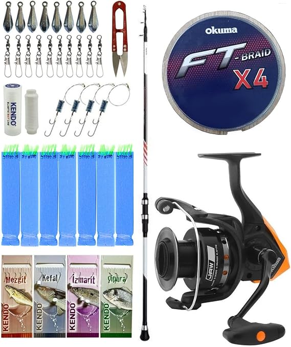 Tekne Olta Seti Shimano Kamış Vengeance AX Boat Tele 1,80m 150g 3pc&Okuma JAW-55 3+1BB Olta Makinesi