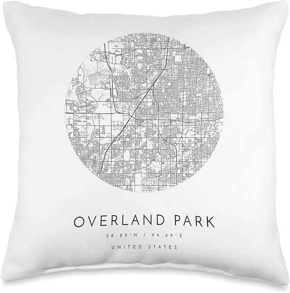Overland Park Kansas Coordinates map hometown Throw Pillow