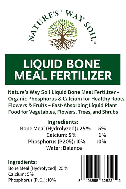 Natures Way Soil Liquid Bone Meal Concentrate Fast-Acting Phosphorus & Calcium Fertilizer Organic Root & Bloom Booster for Flowers, Tomatoes & Vegetables Wont Clog Sprayers 32 oz / 1 Gallon
