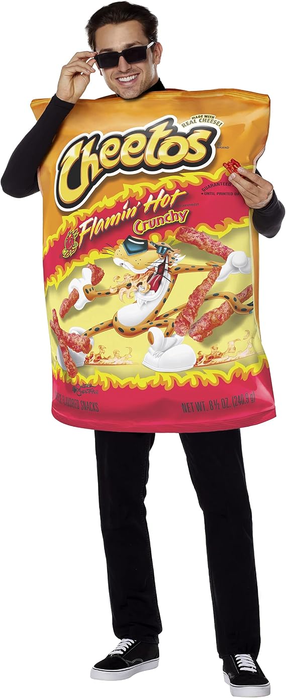 Spirit Halloween Cheetos Adult Flamin Hot Cheetos Bag Costume | Officially Licensed | Funny Halloween Costume