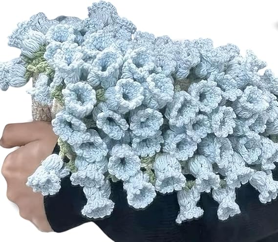 Crochet Flower Rose Bouquet Blanket Handmade, Soft and Light Romantic Bouquet, Pastel Tones for Mother's Day Birthday Home Decor(Finished Blue)