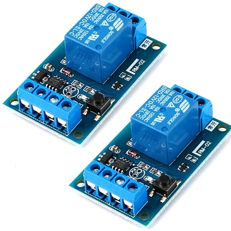 2 Pack 12V Single Bistable Self-Locking Relay Module Bond Button Bistable Relay Module Modification Switch One Key Start