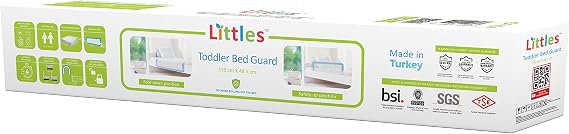 Littles Bed Guard Rail for Toddler, Child & Baby. Fits Single, Double Up to King Size Beds, Blue, 150 cm x 48.5 cm