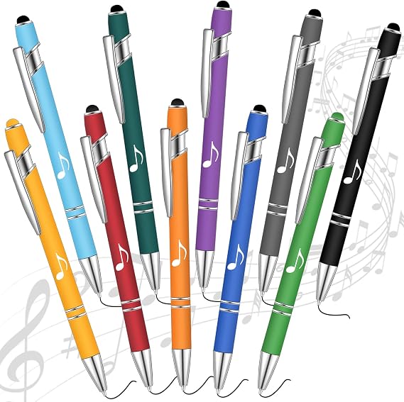 Teling 20 Pieces Music Note Ballpoint Pen Funny Stylus Ballpoint Pens Retractable Touch Screen Gift for Colleague Coworker