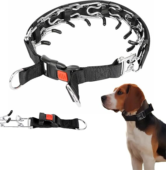 Comfort Dog Collar, Stainless Steel Collar with Quick Release Buckle, Adjustable Comfort Tip with Nylon Cover for Small Medium Large Dogs(Black,S(10-13Neck,2.5mm))