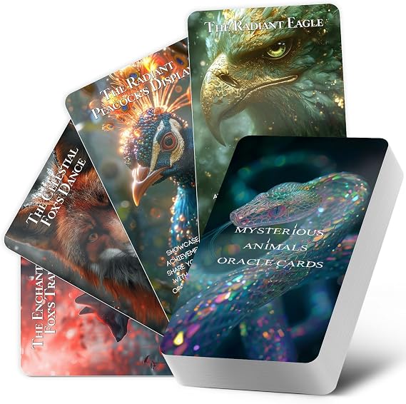 Animal Spirit Oracle Cards, 54 Animal Totems Oracle Deck | Spirit Animal Guidance Oracle with Meanings on Them, Energy Reading, Spiritual Reflection