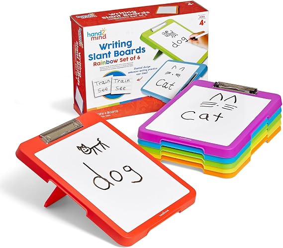 hand2mind Rainbow Writing Slant Boards (Set of 6), Ages 4+