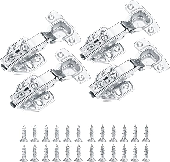 4 Pcs Kitchen Units Door Hinges, Soft Close Cupboard Door Hinges | Kitchen Unit Hinges Soft Close Cupboard Wardrobe Hinges, Folding Door Hinge with Screws, Mute Cabinet Full Overlay