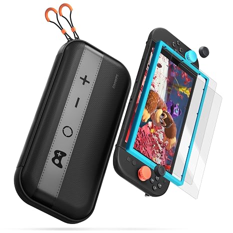COOWPS for Nintendo Switch 2 Case, 2-Pack Screen Protectors, 4 Thumb Grips