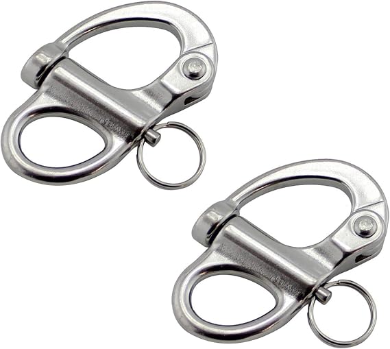 NRC&XRC Pair of 1-3/8(35MM)/2''(52MM)/2-5/8(69MM)/3-3/4"(96MM)(316 Stainless Steel Fixed Bail Snap Shackle for Bracelet, Sailboat16 Stainless Steel Fixed Bail Snap Shackle for Bracelet, Sailboat