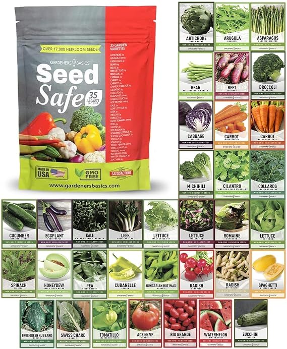 Gardeners Basics Seed Safe Beginner Garden Kit, 35 Varieties, 17,000+ Seeds