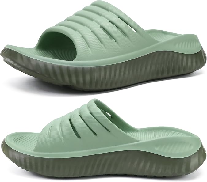 KuaiLu Womens Recovery Sandals With Comfortable Plantar Fasciitis Support,Ladies Orthotic Open Toe Sport Slides Thick Cushion Reduces Stress on Feet,Joints & Back Post-Exercise
