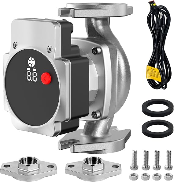 115V Smart ECM Circulator Pump with 3 Control Modes, NPT 1" Flange, 007-F5/007e Replacement, 30W High Efficiency Circulator Pump for Water Heater System, Solar Heater Boiler