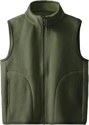 Happy Cherry Polar Fleece Vest for Boys Girls Jacket Lightweight Plain Vest Full Zipper Sleeveless Coat