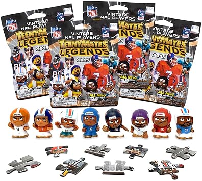 Teenymates Party Animal Legends 2024 NFL Series 3 Figures Blind Bags Gift Set Party Bundle - 4 Pack, Small