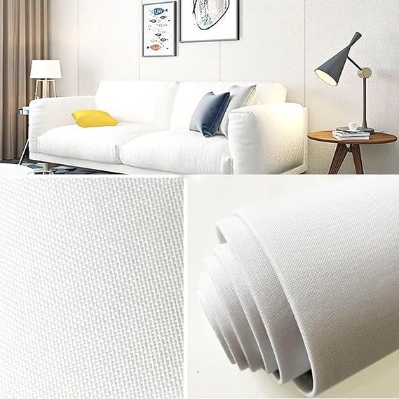 Anti-Collision Foam Wall Panels Tear-and-Stick Waterproof Linen Fabric Self-Adhesive Acoustic Dampening Wall Padding for Home Renovation, Living Room Bedroom(Pearl White)