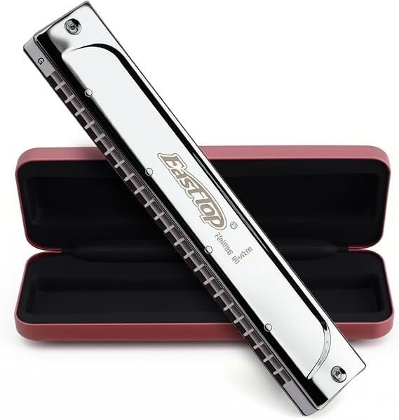 East top Tremolo Harmonica Key of G, 24 Holes Professional Tremolo Mouth Organ T2406S Harmonica For Adults, Professionals and Students