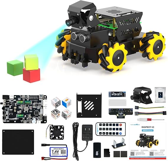 Yahboom Raspberry Pi 5 AI Vision Robot with Large AI Model 360 Mecanum Wheels Support Python Progamming Open Source Provide Installation Instructions Tech