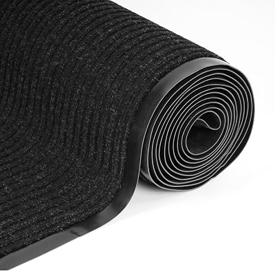 uyoyous Commercial Grade Door Floor Mat 3 x 16.4 Brush Step Entrance Mat Heavy Duty Indoor Outdoor Doormat Non Slip Hallway Runner Rug Low Profile Rubber Floor Mat Carpet Runner, Black