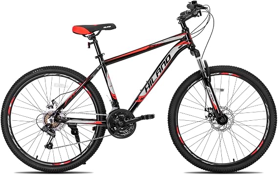 HILAND 26" MTB Mountain Bike for Men Women Adults, 18-Speed, Disc Brake, Lightweight Aluminum Frame, 3/6 Spoke Wheel
