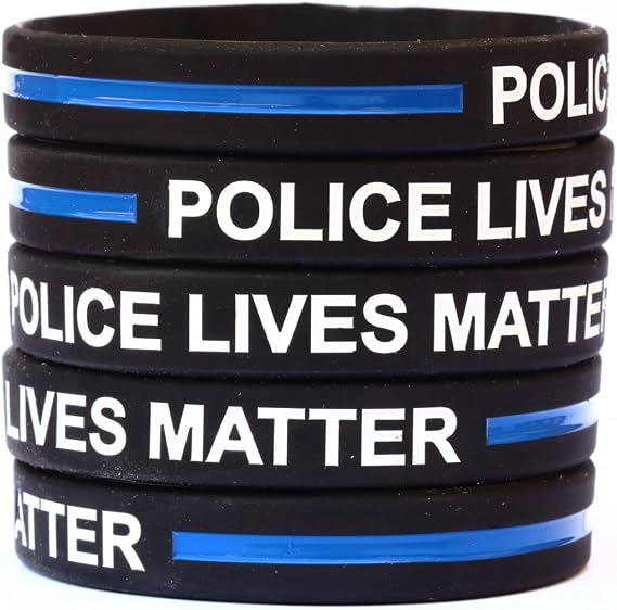 5 Police Lives Matter Thin Blue Line Silicone Wristband Bracelets Police Officers Patrol Awareness Support