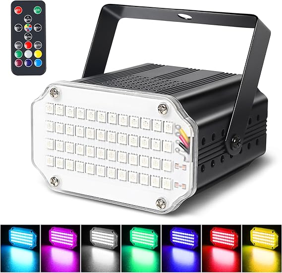 Mini Strobe Light, Remote Strobe Lights 48Led Colorful Strobe Light for Parties, Dj Lights Led Atomic Stroboscope Light for Strobe Lighting [Energy Class G]