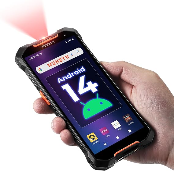 M-Scan MUNBYN AceScan AS01 Android 14 Barcode Scanner(Android 18 Upgrade Only Available After MUNBYN Official Release), 6 Screen, 16-Hour Workday Mobile Computer PDA, Featuring SE4710 Zebra Scanner