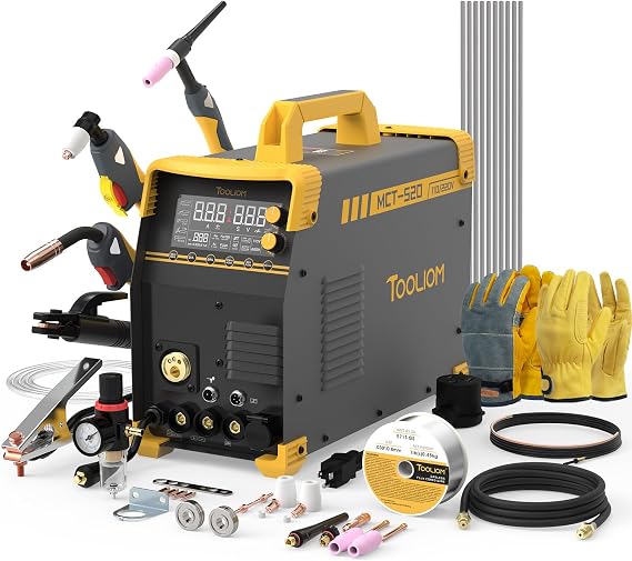 TOOLIOM MIG/TIG/CUT/Stick/Flux MIG/Spool Gun Welder 6 in 1 Multiprocess Welding Machine 110/220V Dual Voltage Aluminum Welding Machine Spool Gun Compatible