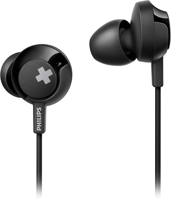 Philips SHE4305BK BASS+ In-Ear Wired Headphones with Mic - Black