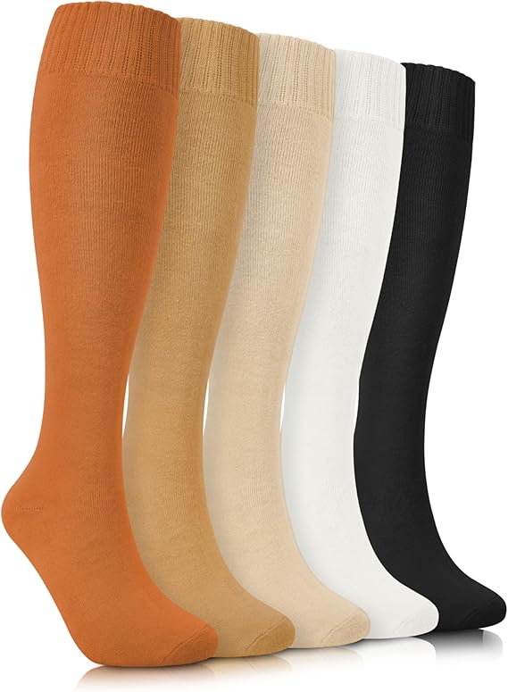 YSense 5 Pairs Warm Knee High Boot Socks for Women