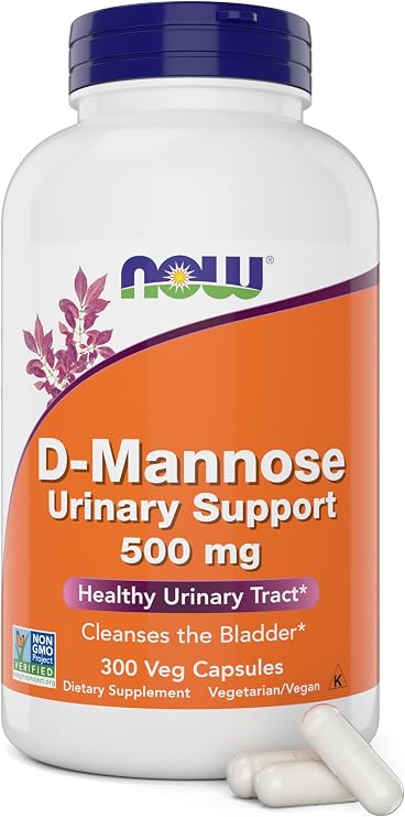 Now D-Mannose 500 mg, 300 Capsules - Vegan, Non GMO Supplement for Women and Men - Supports Healthy Urinary Tract, Cleanses the Bladder