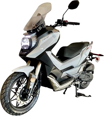 Lifan KPV 150 | 150cc Adventure Scooter | Fuel-Injected | Liquid-Cooled | Automatic CVT | 98 MPG | Front & Rear Disk Brakes | USB Port | Gas EFI ADV Scooter | Street Legal Delivery Moped with Storage