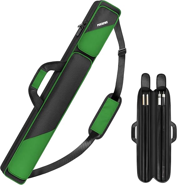 PEKREWS Pool Cue Case, Pool Stick Case 2x2 with 2 Accessories Pockets