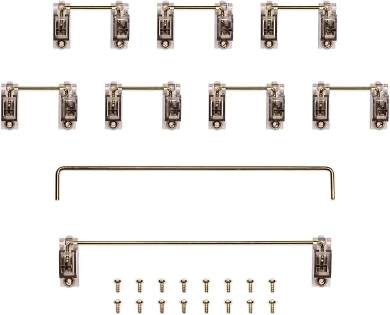 KPREPUBLIC Everglide V2 Transparent Gold Plated PCB Screw in Stabilizer for Custom Mechanical Keyboard gh60 xd64 xd84 6.25x 2X xd96 xd87 (EG V2 Black 104 Plus x1)