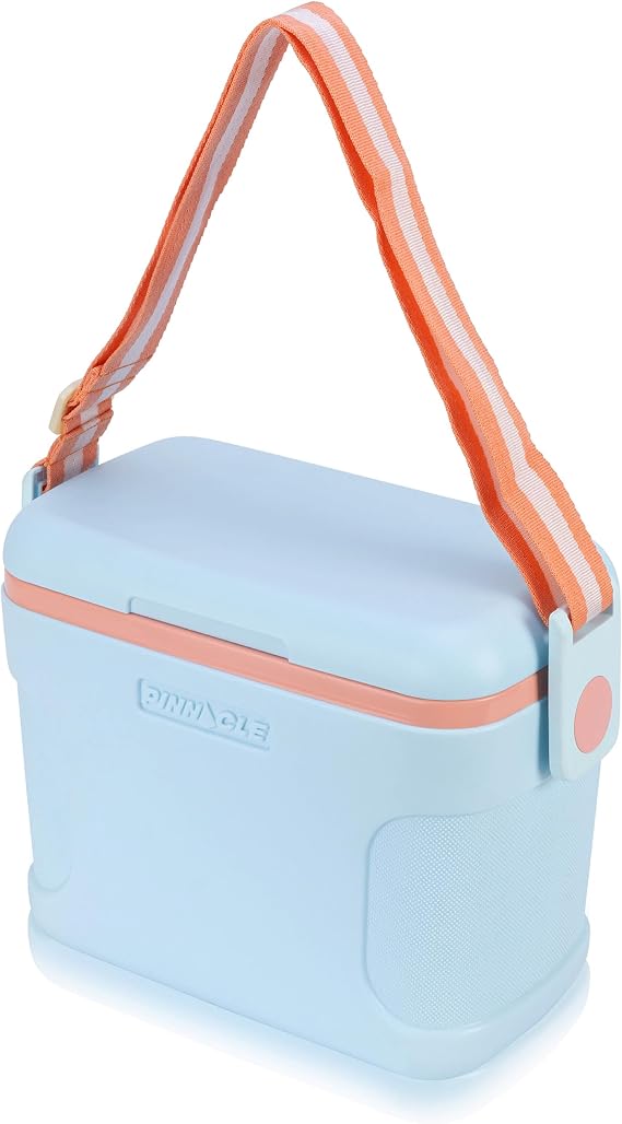 Pinnacle 8.5Qt Mini Cooler 14 x 7.6 x 10.6In Ice Box with Smart Divider, Locking Lid, Adjustable Shoulder Strap Insulated Picnic Basket Beach Cooler Bag 36- Hour Ice Retention Stylish Colors