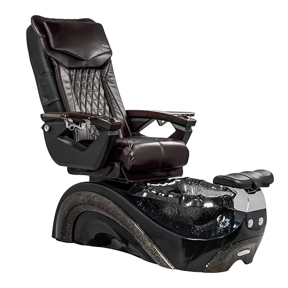 MAYAKOBA Perla 18 LX Shiatsulogic Pedicure Chair Black Tub w/Discharge Pump Stylish Pedicure Tub with Pipe-Less Magnetic Jet Pedicure Spa, Coffee
