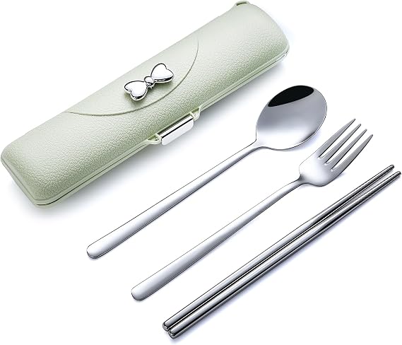 DEVICO Travel Silverware Set with Case,Portable Lunch Utensils Set for Work