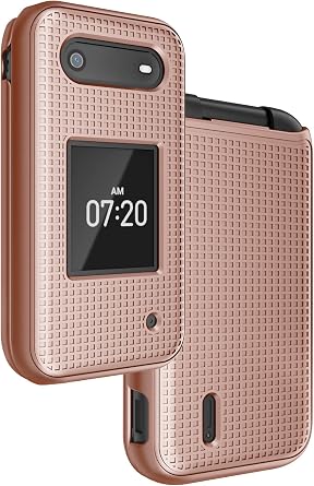 Nakedcellphone Case for Nokia 2760 2780 Flip Phone, Slim Hard Shell Protector Cover with Grid Texture for Tracfone N139DL, TA-1398, TA-1451, TA-1420 - Rose Gold Pink