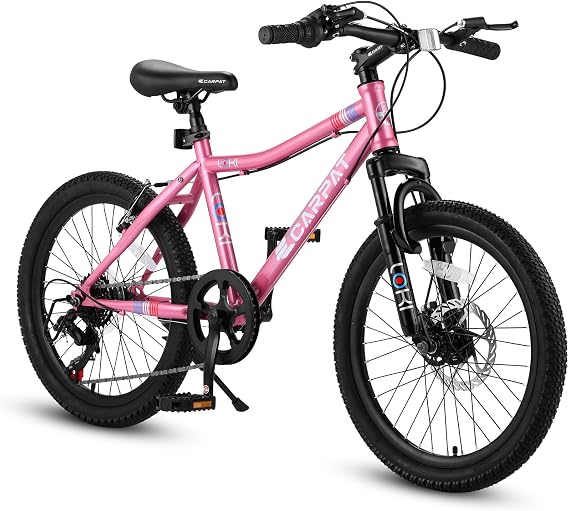 ZeHuoGe 20 Inch Young Riders Bike, Boys Girls Mountain Bike, 7 Speed Teenager Young Riders Bicycles, Front Suspension Disc Brake Rear V-Brake, High Steel Frame