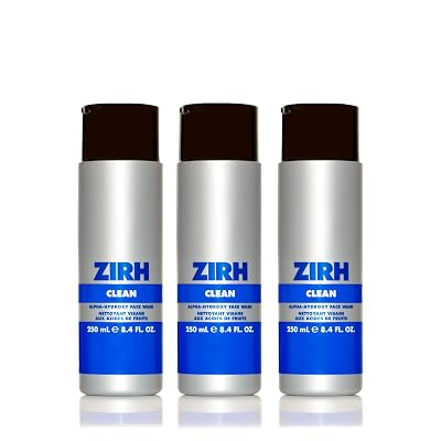 Zirh Clean 3-pack | Mens Alpha Hydroxy Face Wash | Daily cleanser with Alpha Hydroxy Acid | Face Wash for All Skin Types, remove dirt, excess oil, and dead skin cells | Lemon Scent | 250 mL