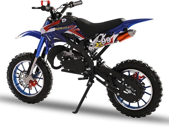 Gas Pocket Bike Mini Motorcycle,Mini Dirt Bike 49cc 2-Stroke Pocket Rocket Motorcycle Gas Pocket Motorbike with Front Rear Disc Brakes, Racing Max Speed 25MPH,Dual Headlights