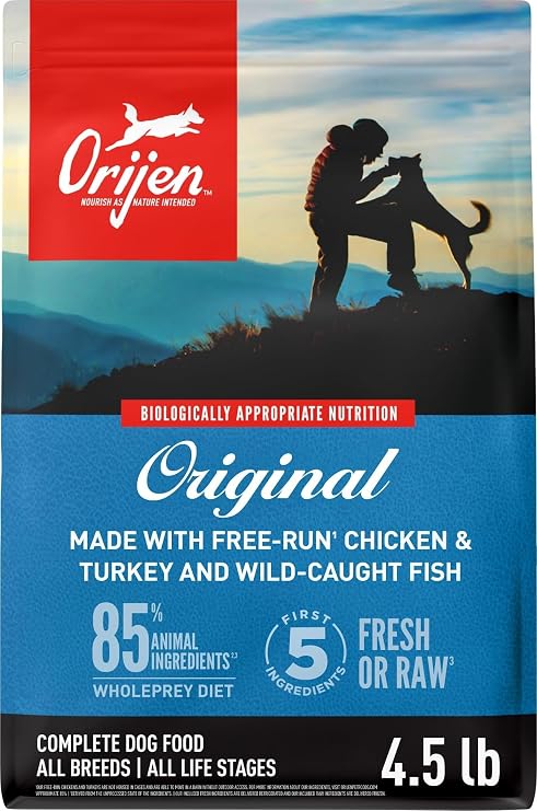 ORIJEN Grain Free WHOLEPREY Dry Dog Food Original Recipe 4.5lb Bag | WHOLEPREY Ingredients, Grain Free, Made in the USA, Skin & Coat, Global Quality Ingredients